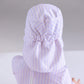 Back of a Parma Lavender sun hat in UPF50+ fabric with longer brim at the back to protect the neck from sunburn | MIKOU